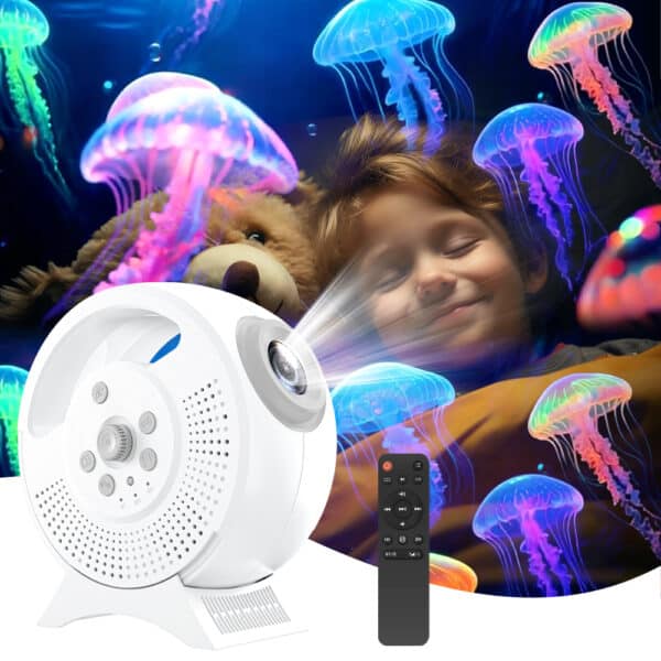 Starry sky projector light creating a relaxing bedroom night atmosphere