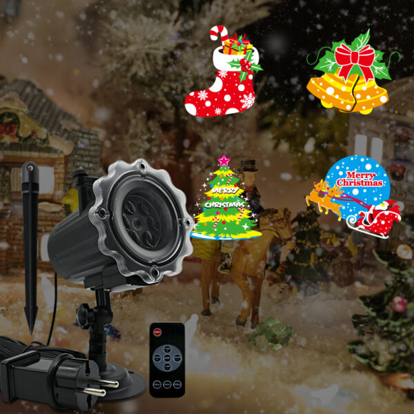 LED Holiday Projector Light with Christmas patterns, waterproof outdoor light with remote control for Christmas party and home decoration