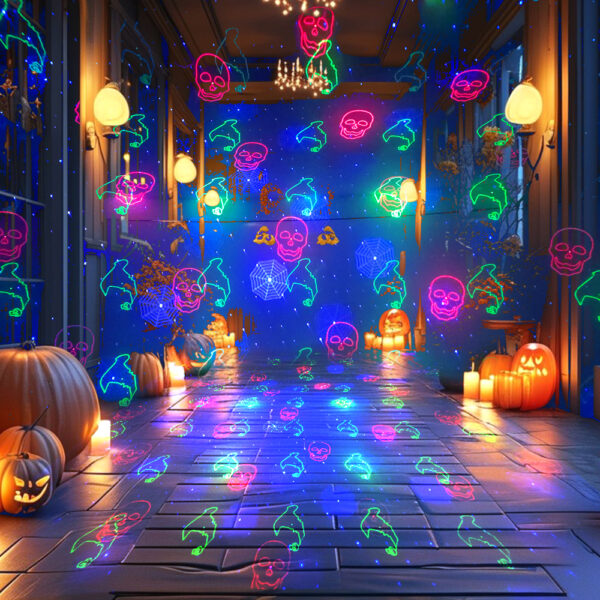 1-(6) Laser projection light, switchable between Halloween, Christmas, starry sky, and party themes
