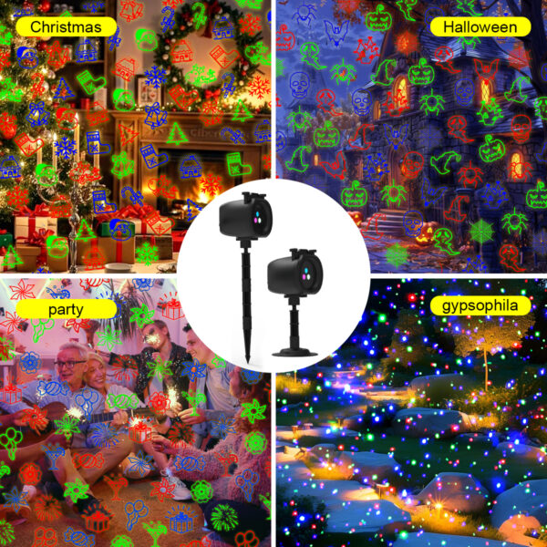 10 Laser projection light, switchable between Halloween, Christmas, starry sky, and party themes