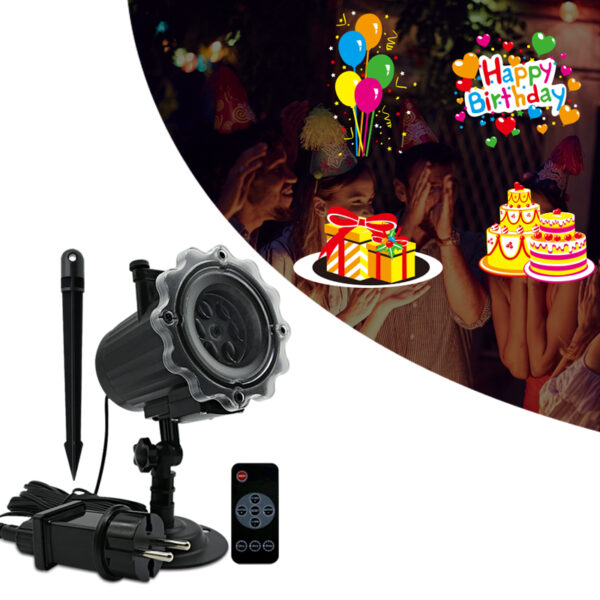 LED Projector Light with Birthday Patterns, Waterproof Outdoor Light with Remote for Birthday Party and Home Decoration