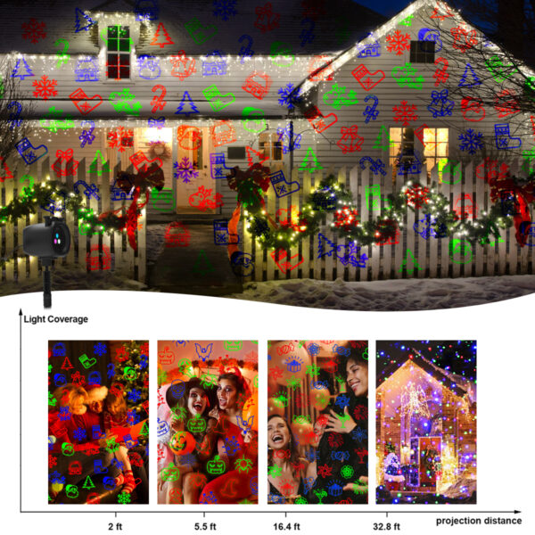 7 Laser projection light, switchable between Halloween, Christmas, starry sky, and party themes