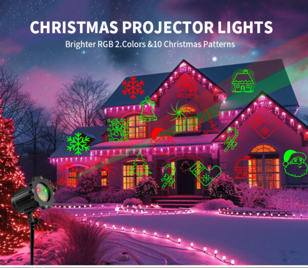 详情_01 Christmas lights Laser projection lamp, red green outdoor courtyard garden atmosphere projection lamp