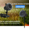 Remote-controlled sunflower Christmas LED projection lights, IP44 waterproof for indoor/outdoor use, with interchangeable ground stake and base for holiday decor